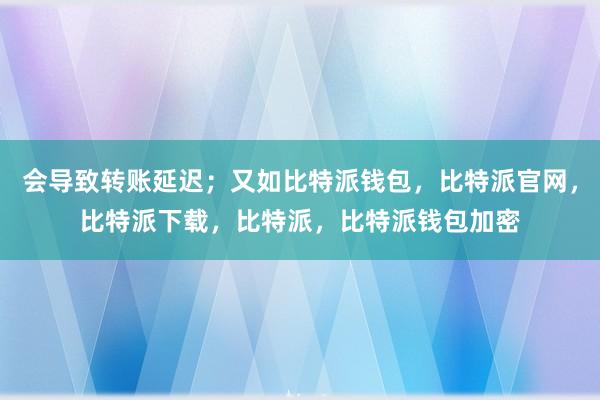 会导致转账延迟；又如比特派钱包，比特派官网，比特派下载，比特派，比特派钱包加密