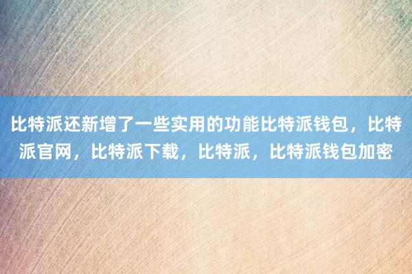 比特派还新增了一些实用的功能比特派钱包，比特派官网，比特派下载，比特派，比特派钱包加密