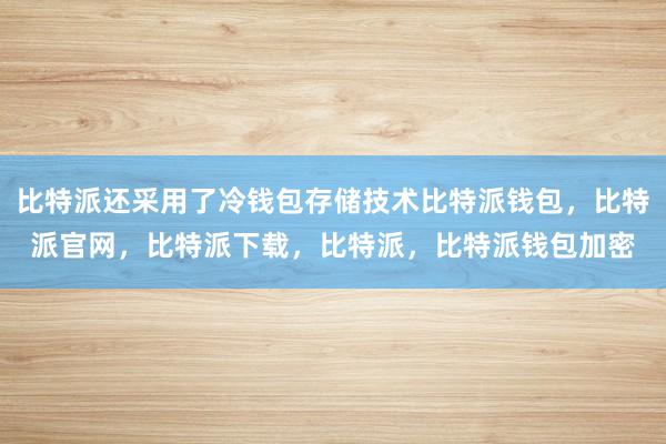 比特派还采用了冷钱包存储技术比特派钱包，比特派官网，比特派下载，比特派，比特派钱包加密