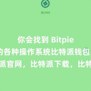 你会找到 Bitpie 钱包适用的各种操作系统比特派钱包，比特派官网，比特派下载，比特派，比特派钱包加密